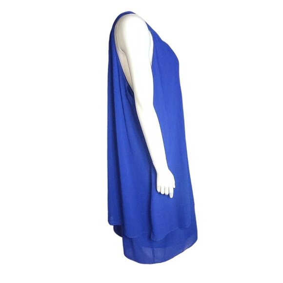 JESSICA HOWARD Solid All Blue Chiffon Lined Zip Back Dress Womens Plus Size 20W - Picture 4 of 6